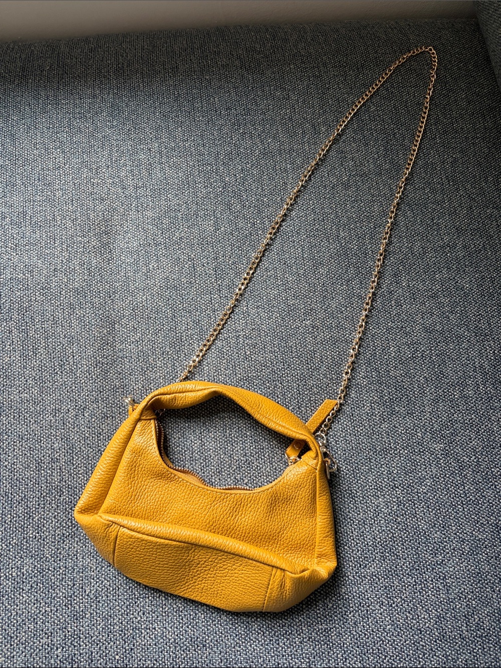 Yellow Leather Chain-Handle Women's Shoulder Bag